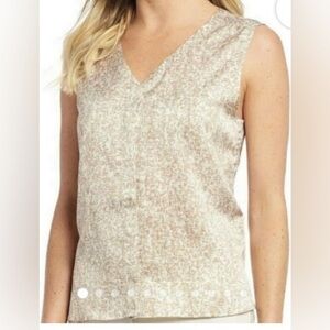 Eileen Fisher Prism Silk Organic Cotton V Neck Top Size M NWT